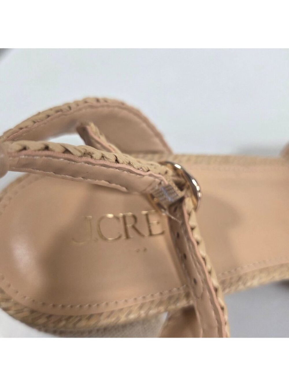 J. Crew Women's Sandals Cream Size 9 J.crew Woven Platform Heels In Natural Raff - Picture 11 of 12